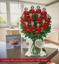 One Dozen Roses Golden Girls Cardboard Bouquet -Gift Promotion Store mk019559alt view3c