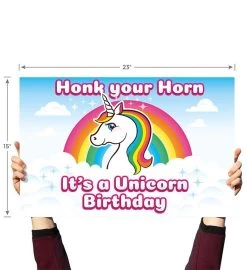 Rainbow Unicorn, Honk You Horn, Yard Sign -Gift Promotion Store mk019581alt view3c