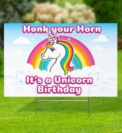 Rainbow Unicorn, Honk You Horn, Yard Sign -Gift Promotion Store mk019581alt viewc