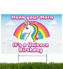 Rainbow Unicorn, Honk You Horn, Yard Sign -Gift Promotion Store mk019581x 2