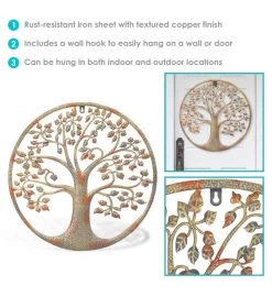 Tree Of Life Metal Indoor/outdoor Hanging Wall Art - 19.5” H -Gift Promotion Store mk019721alt view3c