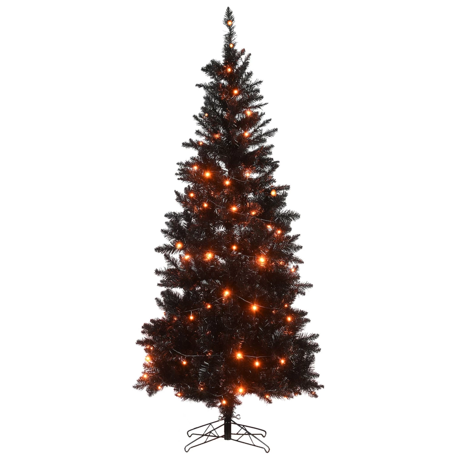 Pre-lit Black Slim Tree With String Of Orange Lights 7 Pre-lit Black Slim Tree With String Of Orange Lights - Image 5