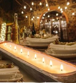 Luxury Long Wooden Dough Bowl Candle -Gift Promotion Store mk020116x 1