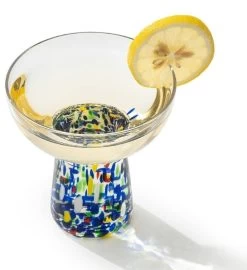 Set Of 4 Hand Blown Margarita Confetti Bottom Rock Glasses 12 Oz -Gift Promotion Store mk020838alt viewc