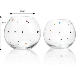 Polka Dot Set Of 2 Stemless Bubble Wine Glasses 16 Oz -Gift Promotion Store mk020839alt view2c