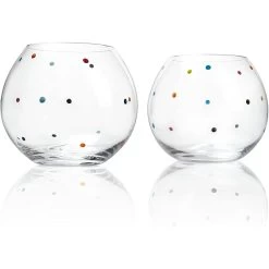 Polka Dot Set Of 2 Stemless Bubble Wine Glasses 16 Oz -Gift Promotion Store mk020839x 2