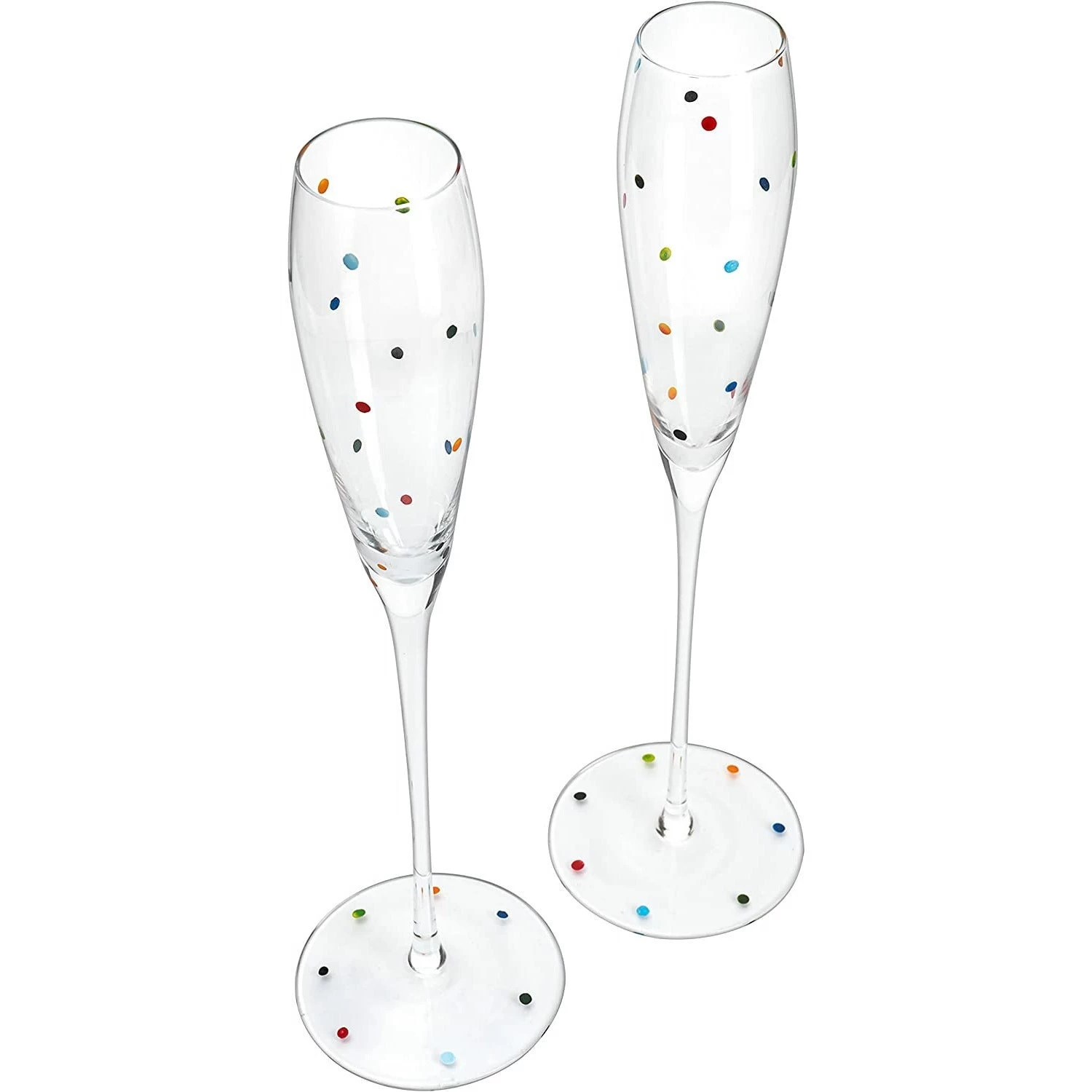 Set Of 2 Polka Dot Champagne Flutes Glasses 8oz By The Wine Savant 4 Set Of 2 Polka Dot Champagne Flutes Glasses 8oz By The Wine Savant - Image 2