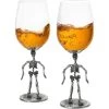 Set Of 2 Stemmed Skeleton Wine Glasses - 12 Oz, 10" High -Gift Promotion Store mk020846x