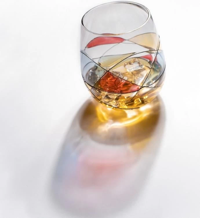 Renaissance Romantic Stain-glass Window Hand Painted Stemless Wine Glasses 6 Renaissance Romantic Stain-glass Window Hand Painted Stemless Wine Glasses - Image 4