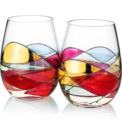 Renaissance Romantic Stain-glass Window Hand Painted Stemless Wine Glasses