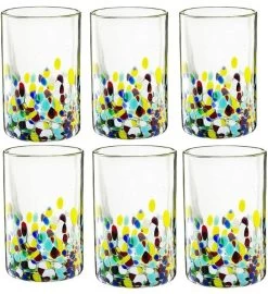 Hand Blown Mexican Drinking Glasses And Pitcher – Set Of 6 10 Hand Blown Mexican Drinking Glasses And Pitcher – Set Of 6 -Gift Promotion Store mk020850alt view2c