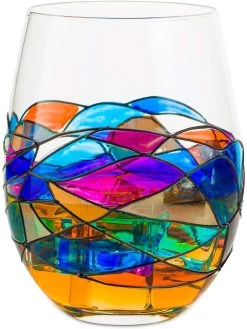 Renaissance Romantic Stain-glassed Hand Painted Whiskey & Wine Decanter Set