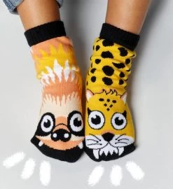 Sloth & Cheetah Pals Socks - Mismatchy Set (2 Pairs!) -Gift Promotion Store mk021084alt view2c