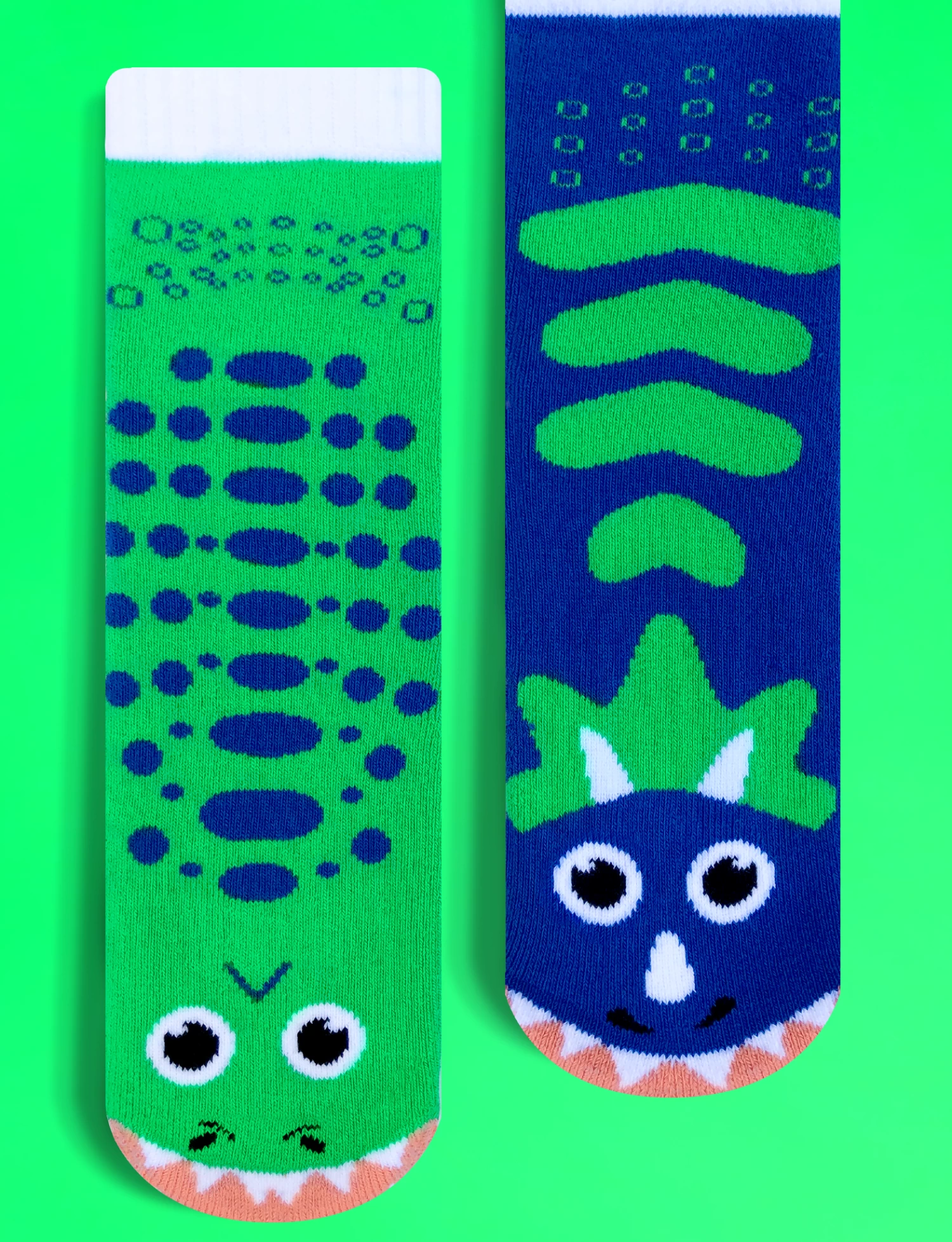 T-rex & Triceratops Pals Socks - Mismatchy Set (2 Pairs!) 6 T-rex & Triceratops Pals Socks - Mismatchy Set (2 Pairs!) - Image 4