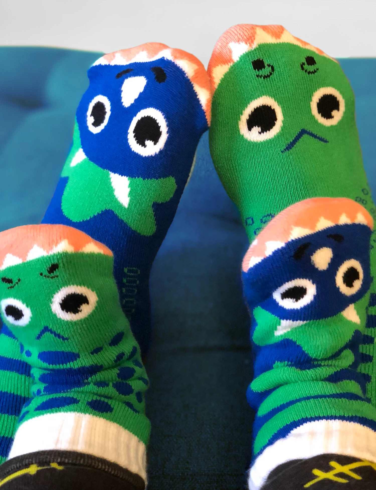 T-rex & Triceratops Pals Socks - Mismatchy Set (2 Pairs!) 5 T-rex & Triceratops Pals Socks - Mismatchy Set (2 Pairs!) - Image 3
