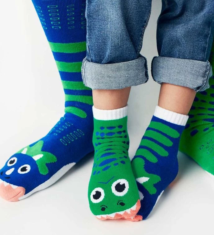 T-rex & Triceratops Pals Socks - Mismatchy Set (2 Pairs!) 7 T-rex & Triceratops Pals Socks - Mismatchy Set (2 Pairs!) - Image 5
