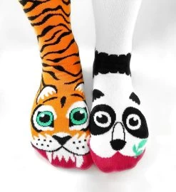 Tiger & Panda Pals Socks - Mismatchy Set (2 Pairs!) -Gift Promotion Store mk021108alt viewc