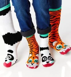 Tiger & Panda Pals Socks - Mismatchy Set (2 Pairs!)