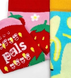 Strawberry & Banana Pals Socks - Mismatchy Set (2 Pairs!) -Gift Promotion Store mk021416alt view2c