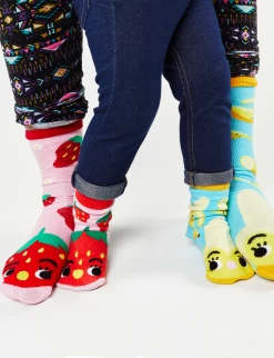 Strawberry & Banana Pals Socks - Mismatchy Set (2 Pairs!) -Gift Promotion Store mk021416x 2