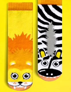 Lion & Zebra Pals Socks 8 Lion & Zebra Pals Socks -Gift Promotion Store mk021621alt viewc
