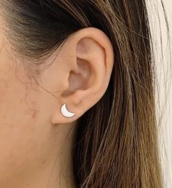 Sterling Silver Little Moon Studs -Gift Promotion Store mk022049alt viewc