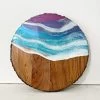 Hand-Painted Sunset Seascape Round Charcuterie Board