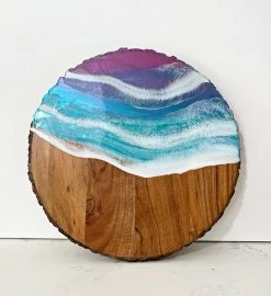 Hand-Painted Sunset Seascape Round Charcuterie Board -Gift Promotion Store mk022059x 2