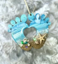 Hand-Painted Baby Feet Seascape Ornament -Gift Promotion Store mk022121x 2