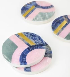 Gauri Kohli Provence Marble Coasters, Set Of 4 7 Gauri Kohli Provence Marble Coasters, Set Of 4 -Gift Promotion Store mk022371x 2