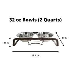 Rustic Elevated Dog Bone Feeder With 2 Stainless Steel Bowls -Gift Promotion Store mk022418alt view2c