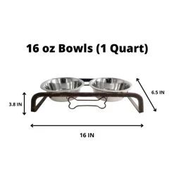 Rustic Elevated Dog Bone Feeder With 2 Stainless Steel Bowls -Gift Promotion Store mk022418alt viewc