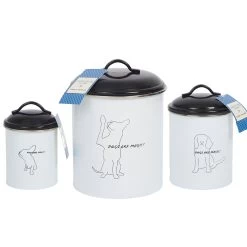 Black & White Pet Food & Treat Storage Canisters (set Of 3) -Gift Promotion Store mk022428x 2