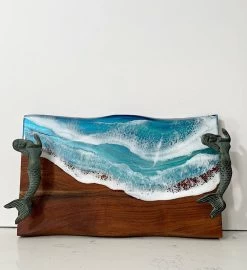 Hand-painted Seascape Charcuterie Board With Mermaid Handles -Gift Promotion Store mk022485x 1