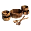 Kalmar Home 10-inch Acacia Wood Large Dragor Salad Bowl With 4 Individuals -Gift Promotion Store mk022495x
