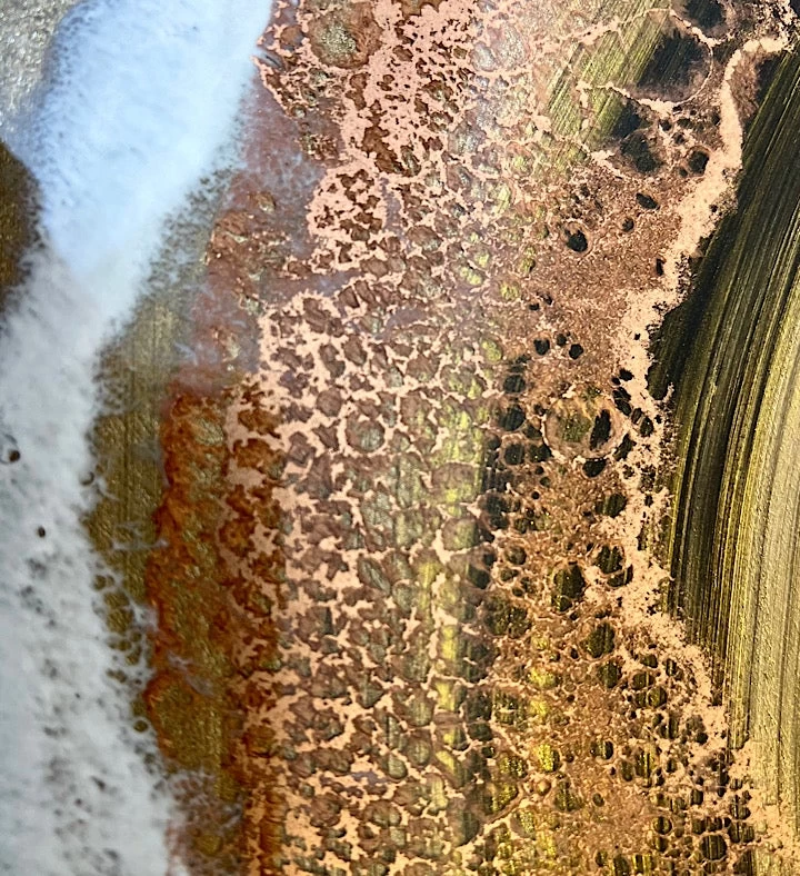 Hand-Painted Golden Seascape Charcuterie Board Lazy Susan 6 Hand-Painted Golden Seascape Charcuterie Board Lazy Susan - Image 4