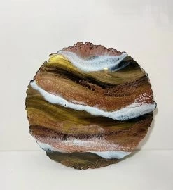 Hand-Painted Golden Seascape Charcuterie Board Lazy Susan