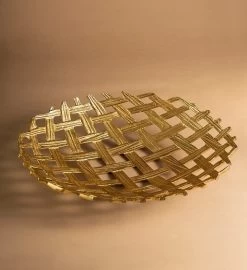 Gauri Kohli Lohari Gold Mesh Bowl 15" 11 Gauri Kohli Lohari Gold Mesh Bowl 15" -Gift Promotion Store mk022878alt view2c