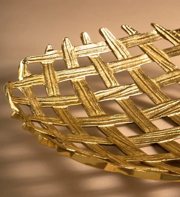 Gauri Kohli Lohari Gold Mesh Bowl 15" 7 Gauri Kohli Lohari Gold Mesh Bowl 15" - Image 5
