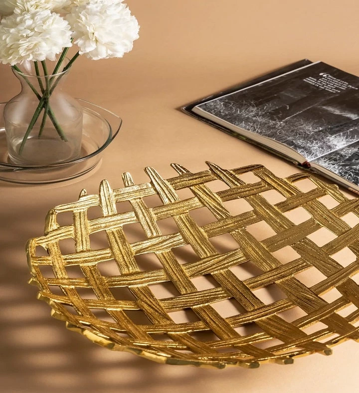 Gauri Kohli Lohari Gold Mesh Bowl 15" 5 Gauri Kohli Lohari Gold Mesh Bowl 15" - Image 3