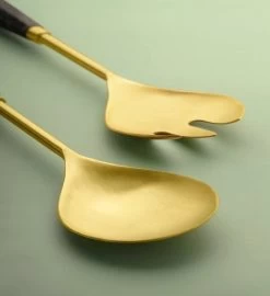 GAURI KOHLI Araliya Marble & Gold Salad Servers, Set Of 2 -Gift Promotion Store mk023648alt view3c