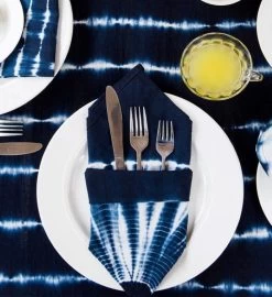 Shibori Napkins - Indigo (set Of 4) 8 Shibori Napkins - Indigo (set Of 4) -Gift Promotion Store mk023655alt viewc