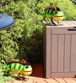 Greg And Gary The Green Chameleons Indoor/outdoor Metal Statues - 8.5" H -Gift Promotion Store mk023693alt viewc