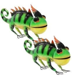 Greg And Gary The Green Chameleons Indoor/outdoor Metal Statues - 8.5" H -Gift Promotion Store mk023693x 2