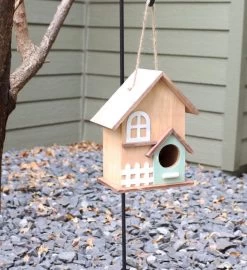 Wooden Country Cottage Hanging Birdhouse - Garden Decor - 9-inch -Gift Promotion Store mk023695alt viewc