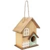 Wooden Country Cottage Hanging Birdhouse - Garden Decor - 9-inch