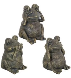 Hear No Evil, See No Evil, Speak No Evil Frog Trio Statues - 10-inch