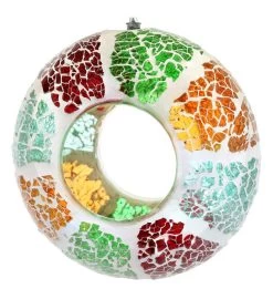 Summer Mosaic Glass Fly-through Hanging Bird Feeder - 6-inch -Gift Promotion Store mk023712x 2