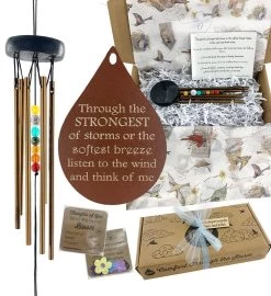 Memorial Copper Beaded Teardrop Wind Chime Gift Set