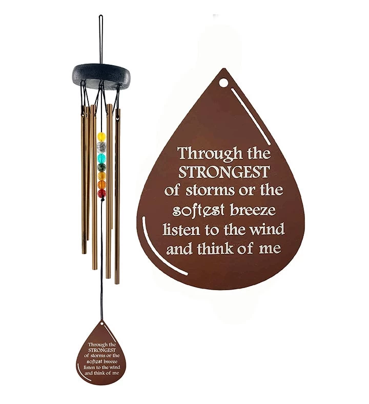 Memorial Copper Teardrop Beaded Wind Chime 4 Memorial Copper Teardrop Beaded Wind Chime - Image 2